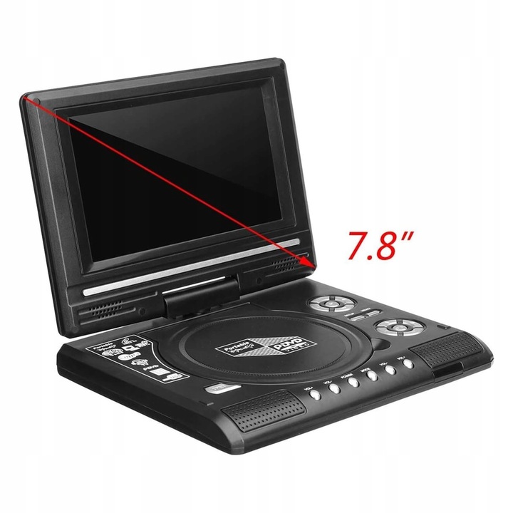 PRZENOŚNY ODTWARZACZ DVD TELEWIZOR 7,8" DOMOWY SAMOCHODOWY ODTWARZACZ DVD