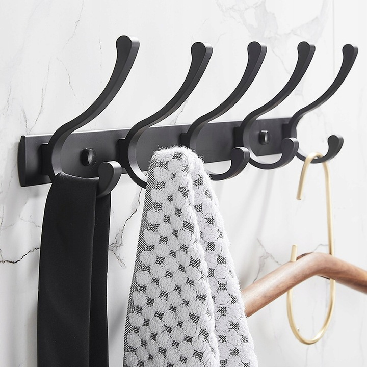 WIESZAK ŚCIENNY NA KURTKI UBRANIA KLUCZE LOFTOWY CZARNY PRZYKRĘCANY