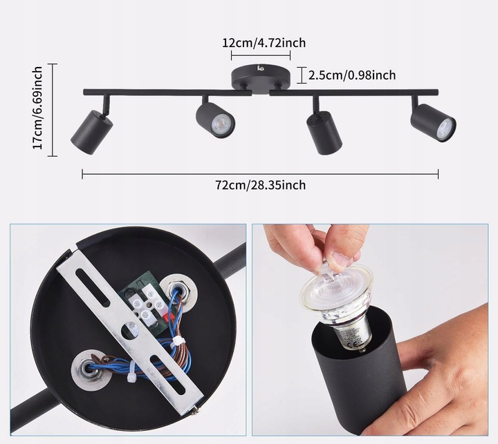 Lampa sufitowa kinkiet spot oprawa halogenowa natynkowa 4x GU10