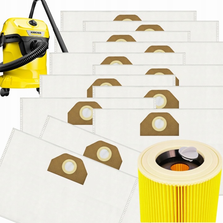 12x WORKI DO ODKURZACZA KARCHER WD3 WOREK WD 3 WD WD 6 SE 4001 Plus