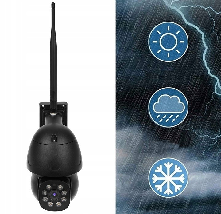 ZEWNĘTRZNA CZARNA BEZPRZEWODOWA KAMERA WIFI OBROTOWA IP 4MPX TUYA SMART DVS