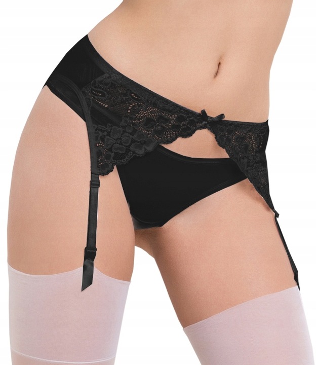 JULIMEX PAS DO POŃCZOCH KORONKOWY DAISY CZARNY L