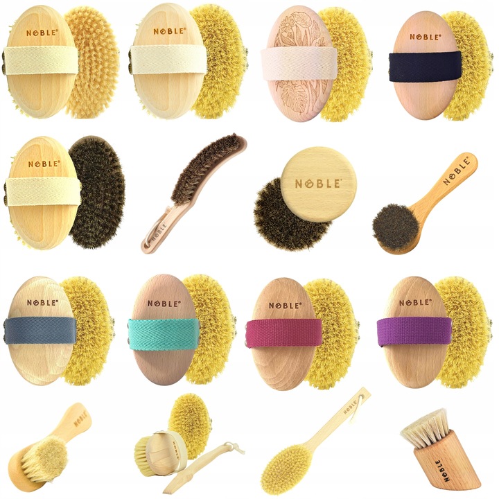 Szczotki Do Masażu Na Sucho 3x Szczotka Do Ciała Biustu i Twarzy Noble