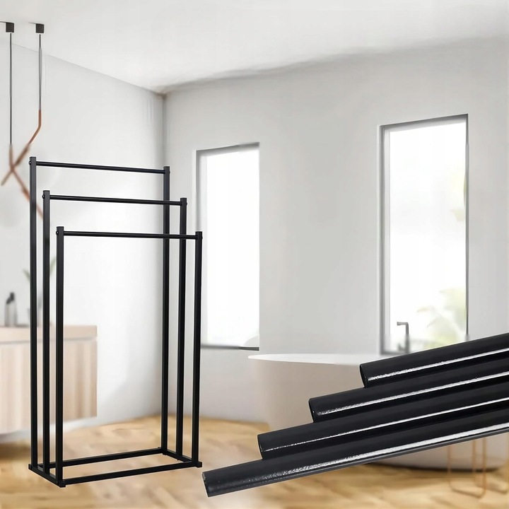 STOJAK NA RĘCZNIKI WIESZAK STOJĄCY PODŁOGOWY DO ŁAZIENKI METALOWY STABILNY