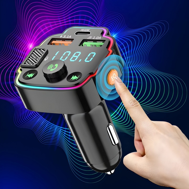 TRANSMITER SAMOCHODOWY BLUETOOTH FM 2X USB TRANSMITER WIELOFUNKCYJNY