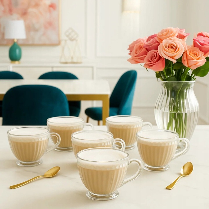 Zestaw Filiżanki do kawy duże szklanki z uchem Altom Design Lily 430ml 6szt