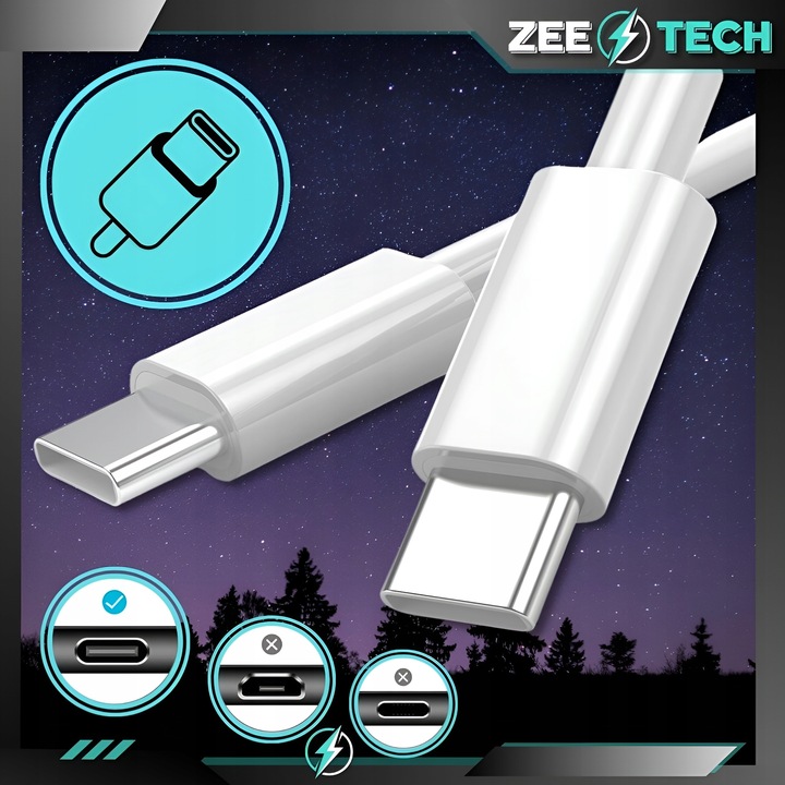 ŁADOWARKA SIECIOWA USB-C DO IPHONE 15 16 PRO MAX PLUS + KABEL USB-C 60W 1m