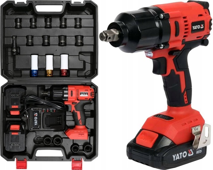 YATO KLUCZ UDAROWY BEZSZCZOTKOWY DO KÓŁ 18V 1/2'' 700nm 2x3Ah + 3