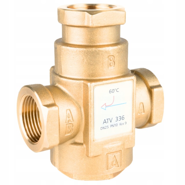 ZAWÓR TEMPERATUROWY OCHRONY POWROTU KOTŁA ATV 336 DN25 Ø 1" CAL 9 m³/h