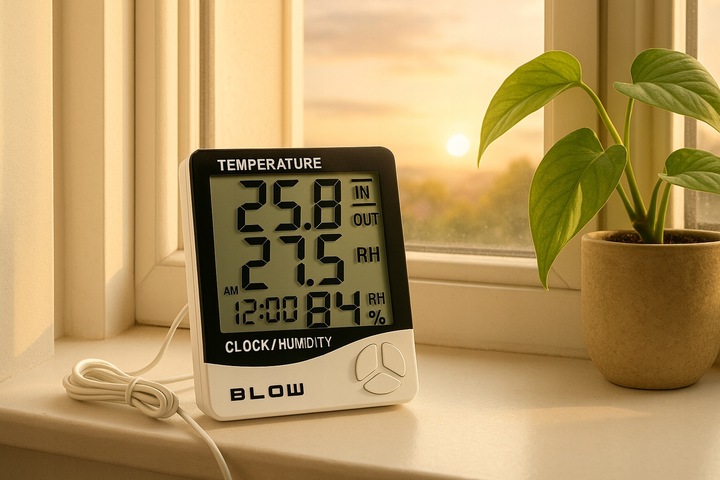 TERMOMETR STACJA POGODY POGODOWA HIGROMETR ZEGAR BATERIA ZESTAW SONDA