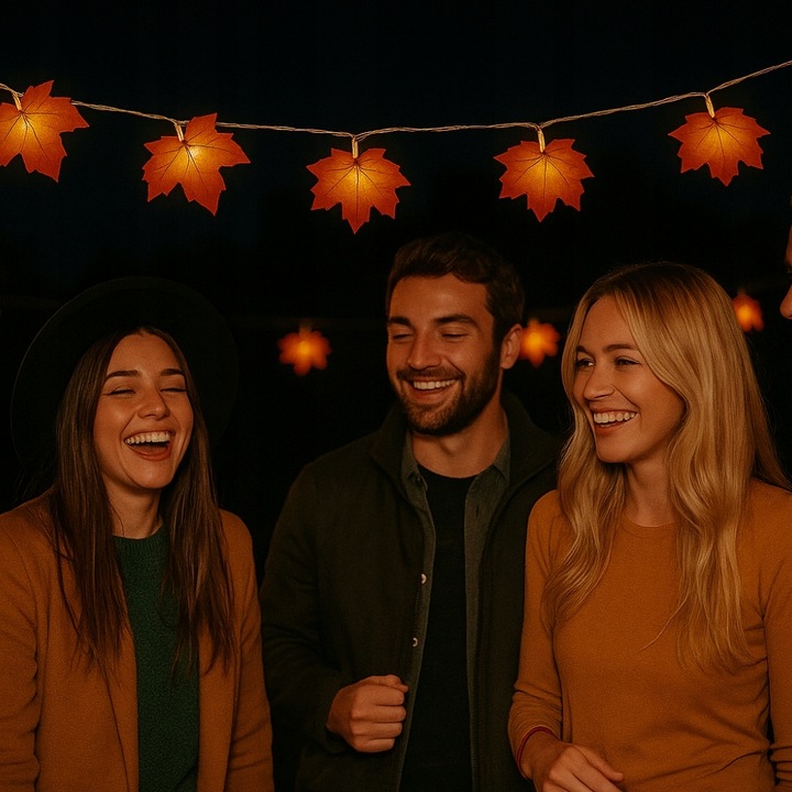 GIRLANDA ŚWIETLNA LAMPKI LED LIŚCIE KLONU DEKORACJE JESIENNE HALLOWEEN