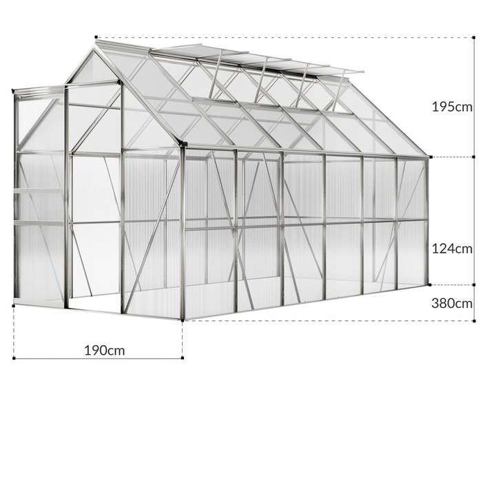 SZKLARNIA OGRODOWA z fundamentem 3x6 3,7 x 1,9m 7m2 ogród POLIWĘGLAN MOCNA