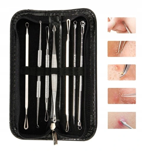 ZESTAW ŁYŻECZKI UNY DO USUWANIA WĄGRÓW ZASKÓRNIKÓW NARZĘDZIA DWUSTRONE ETUI