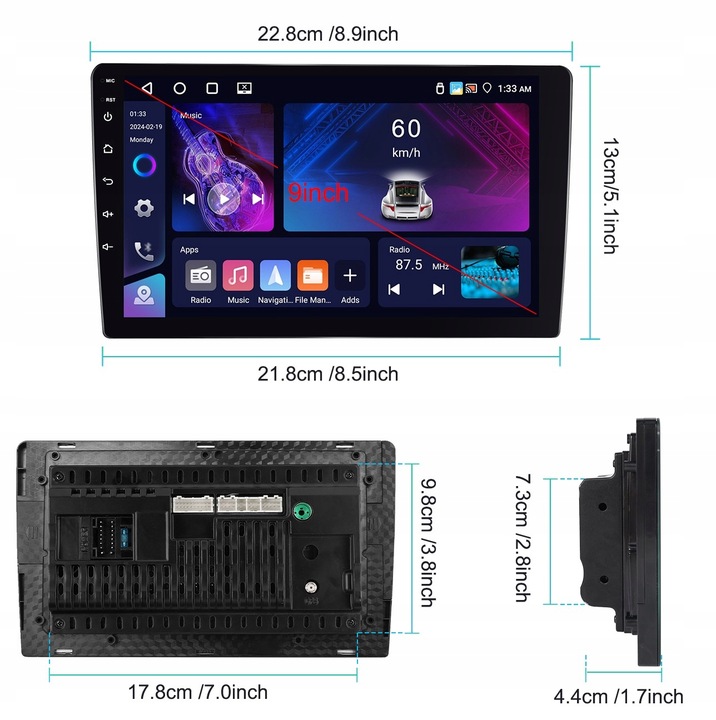 RADIO SAMOCHODOWE 2 DIN ANDROID AUTO CARPLAY 4GB/64GB ANDROID 13 RDS