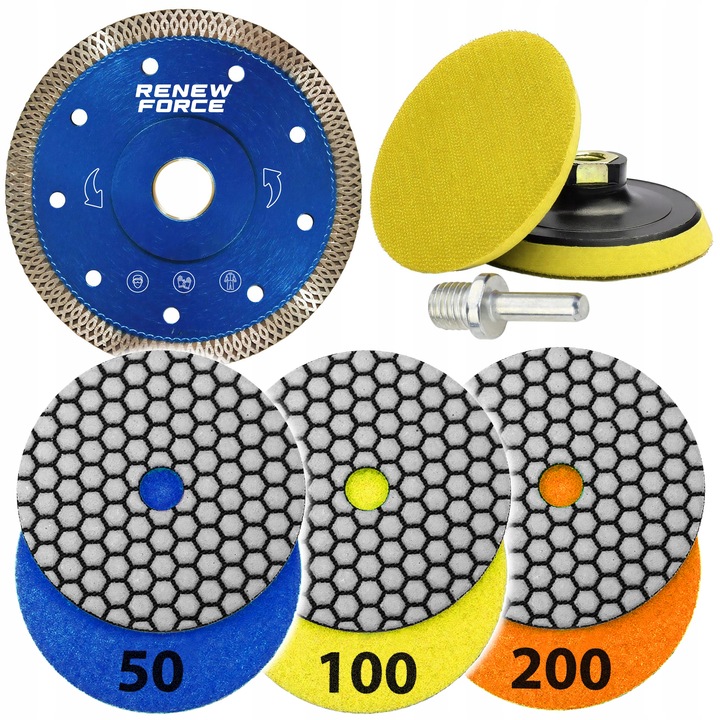 ZESTAW TARCZ DIAMENTOWYCH DO CIĘCIA I SZLIFOWANIA GRESU SPIEKU PŁYTEK