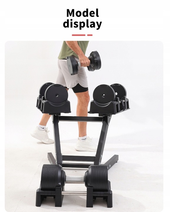 Stalowy stojak na hantle regulowane jednoczęściowy czarny mat 100kg AROW