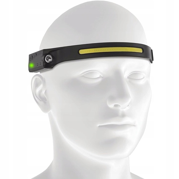 LATARKA CZOŁOWA CZOŁÓWKA LED NA GŁOWĘ LAMPKA AKUMULATOROWA COB CZUJNIK RUCH