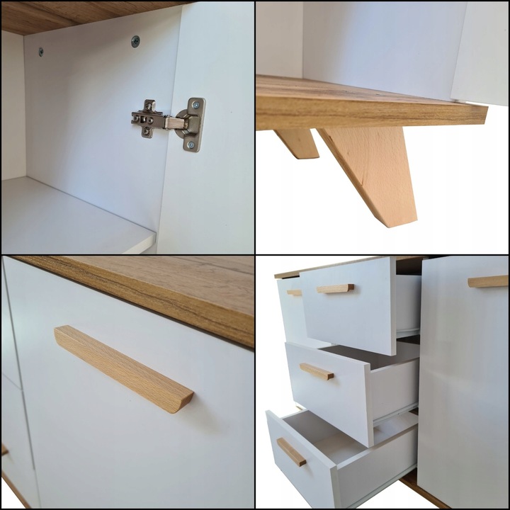 Komoda BIAŁA 3 Szuflady Duża Pojemna Szafka OSLO 120cm Styl