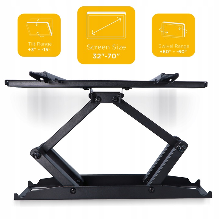 UCHWYT TELEWIZORA WIESZAK TV 32-70'' OBROTOWY RUCHOMY ŚCIENNY UNIWERSALN 0F