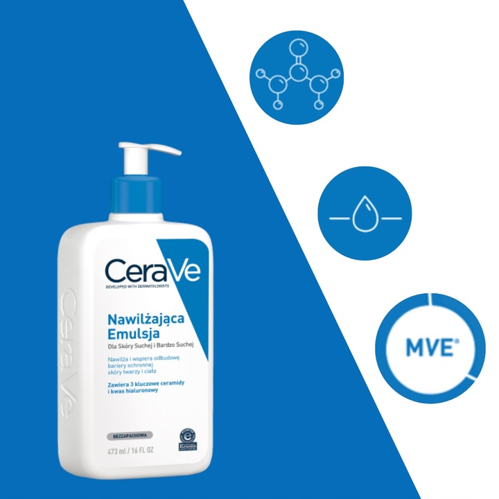 CeraVe Emulsja Nawilżająca Skóra Sucha i Bardzo Sucha, Twarz i Ciało 473ml