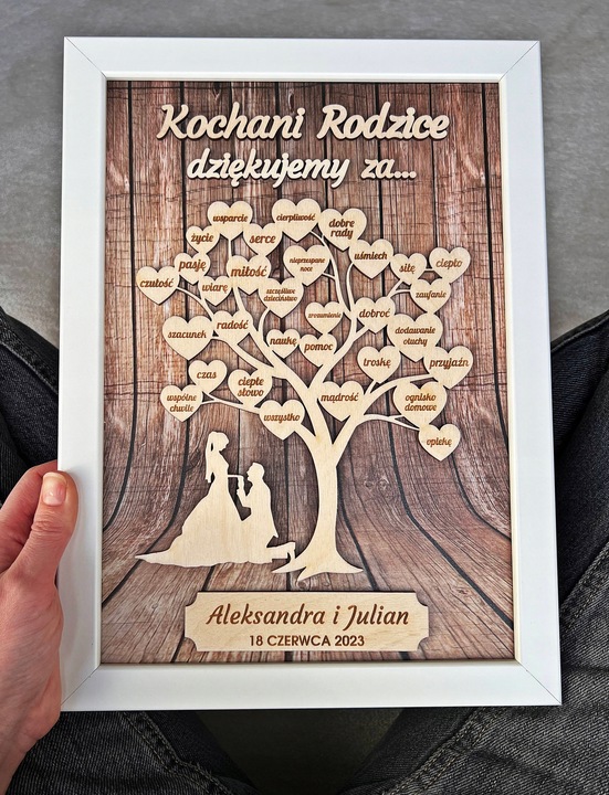 PODZIĘKOWANIE dla RODZICÓW PREZENT obraz 3D