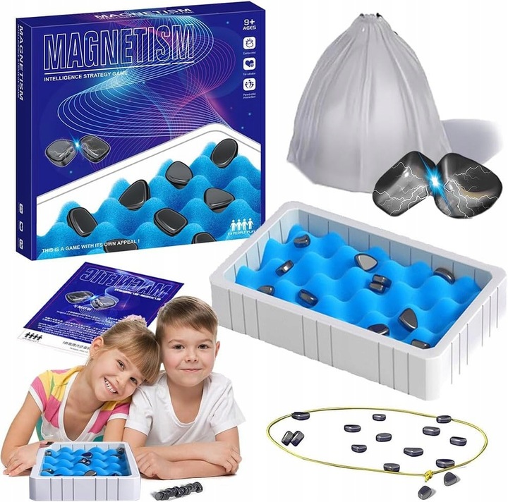 MAGNETYCZNA GRA W SZACHY EDUKACYJNA KAMIENIE MAGNETYCZNE 30 + PLANSZA 2w1