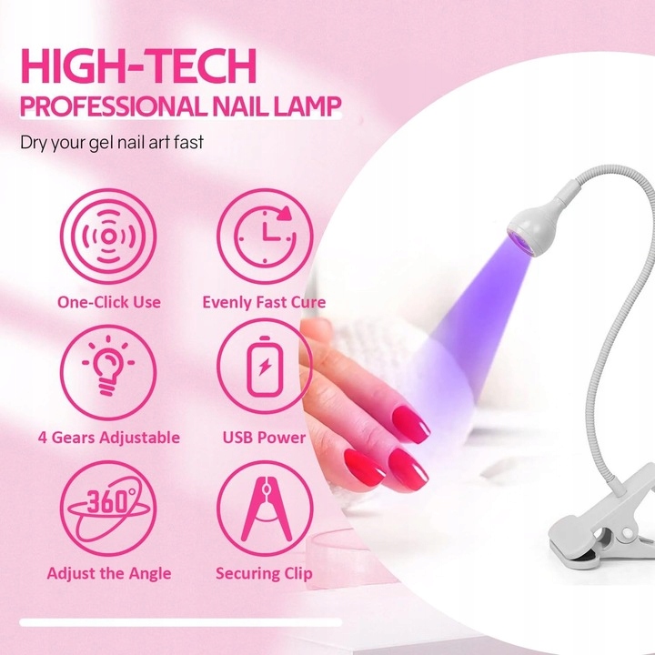 Lampa UV LED MINI DO PAZNOKCI UTWARDZA ŻELE HYBRYDY DO GÓRNYCH FORM