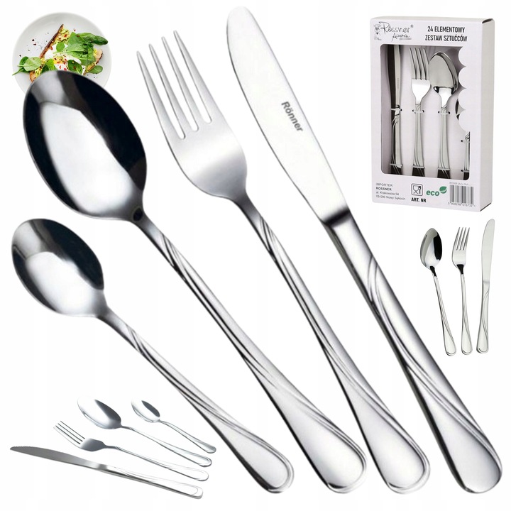 SZTUĆCE ZESTAW OBIADOWY KOMPLET 48 ELEMENTY DLA 12 OSÓB