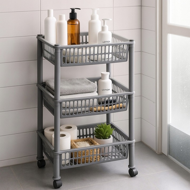 REGAŁ ŁAZIENKOWY STOJAK 3 PÓŁKI SZAFKA PÓŁKA ŁAZIENKOWA KUCHENNA NA KÓŁKACH