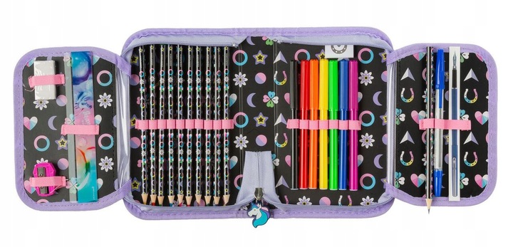 TORNISTER SZKOLNY ZESTAW JEDNOROŻEC DLA DZIEWCZYNKI DO 1 KLASY UNICORN 6cz.