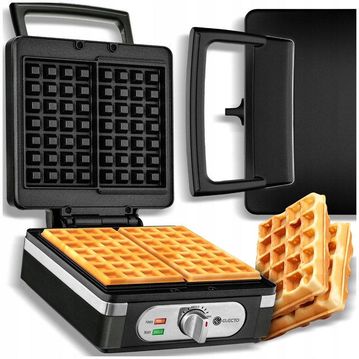 GOFROWNICA 2000W XXL 2 GOFRY Z REGULACJĄ TEMPERATURY PUSZYSTE GOFRY SOLIDNA