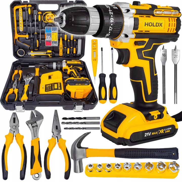 WIERTARKO WKRĘTARKA UDAROWA HOLDX DUŻY ZESTAW NARZĘDZI 2x AKU BITY