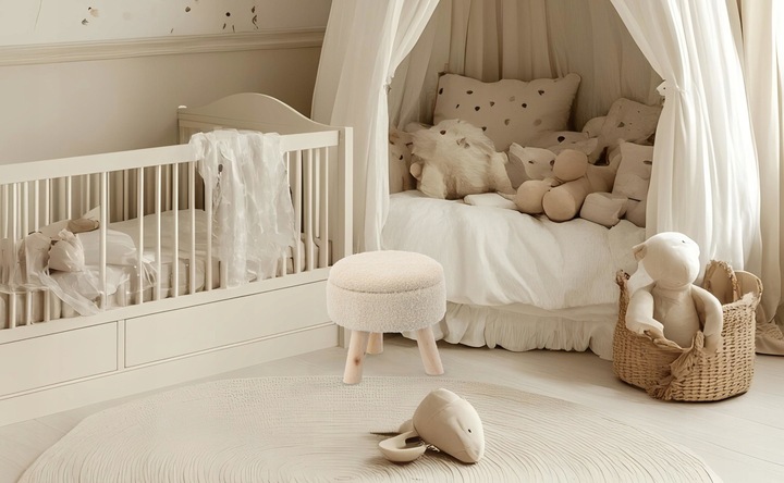 PUFA PUF OKRĄGŁA NA DREWNIANYCH NÓŻKACH ZE SCHOWKIEM DO SALONU BEŻOWA