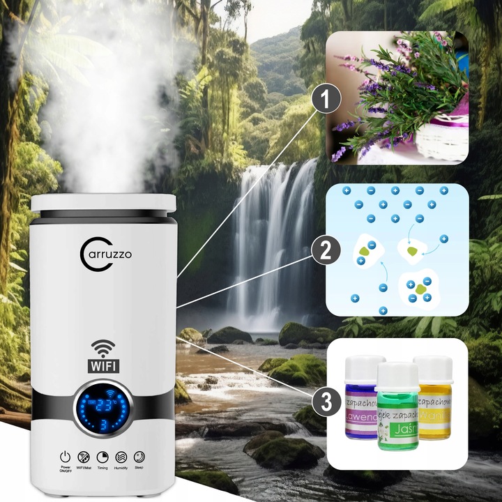 Nawilżacz powietrza SMART HOME WIFI automatyczny AROMATERAPIA OLEJKI