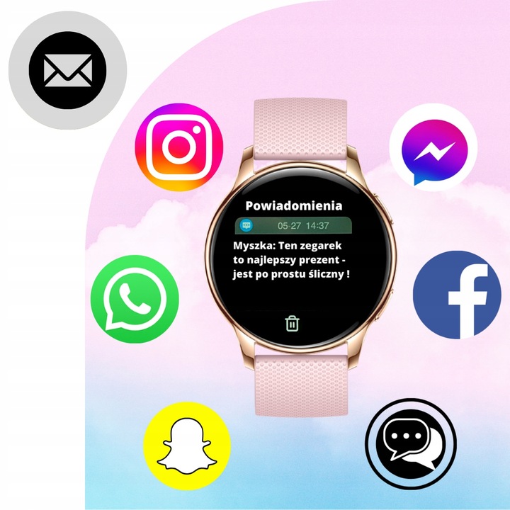 SMARTWATCH ZEGAREK DAMSKI ELEGANCKI ROZMOWY POWIADOMIENIA MENU PL AMOLED