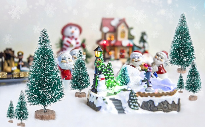 CHOINKI DO STROIKÓW WIELKI ZESTAW MINI CHOINEK NA STÓŁ 60 SZTUK