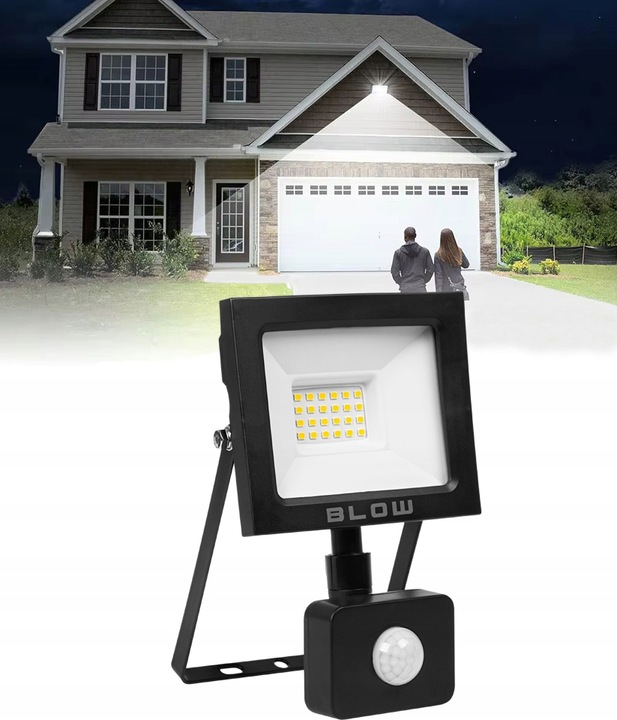 HALOGEN LAMPA LED NAŚWIETLACZ REFLEKTOR CZUJNIK RUCHU ZMIERZCHU 20W