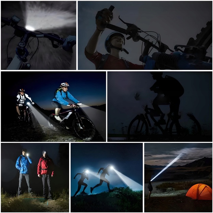 2x LAMPKA ROWEROWA PRZÓD+TYŁ LED LICZNIK KM PRĘDKOŚCIOMIERZ DZWONEK ZESTAW