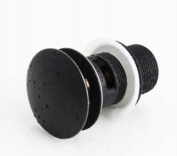 CZARNY KOREK UMYWALKOWY KLIK KLAK MOSIĘŻNY AUTOMAT DO UMYWALKI Z PRZELEWEM