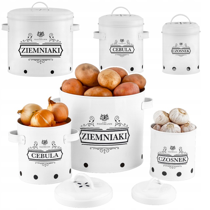 POJEMNIKI NA ŻYWNOŚĆ CZOSNEK CEBULA ZIEMNIAKI ZESTAW POJEMNIKÓW