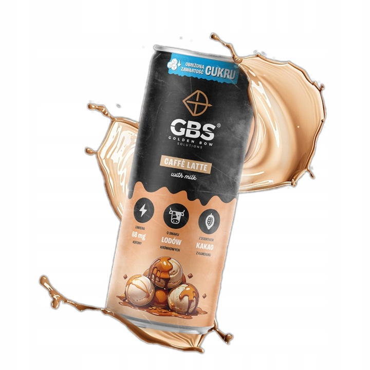 GBS Caffe Latte smak Lody Krówkowe 24x250ml napój kawowy w puszce ZGRZEWKA