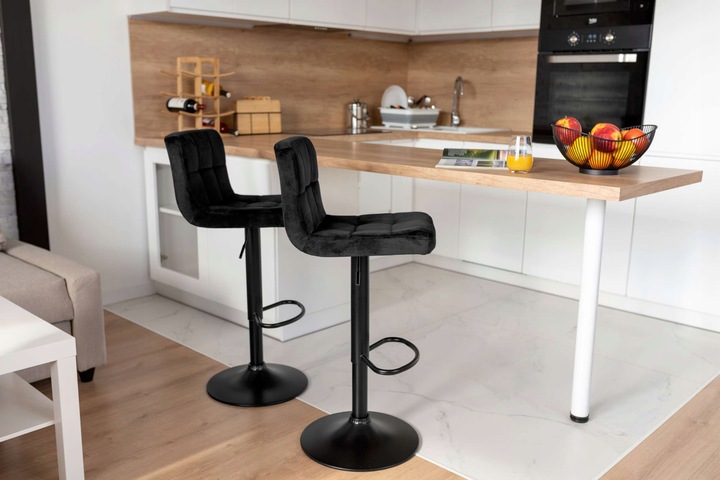 KRZESŁO BAROWE OBROTOWE HOKER WELUROWY REGULOWANE PIKOWANE KUCHENNY