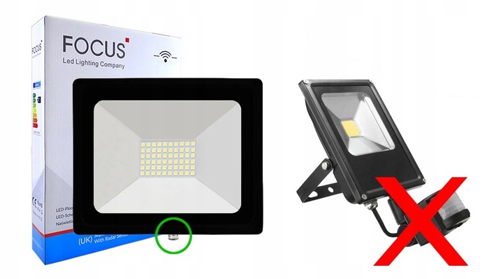 Naświetlacz halogen lampa LED z czujnik ruchu 50W CIEPŁY AUTOMATYCZNY IP65