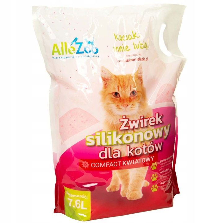 AlleZoo Żwirek Silikonowy Dla Kota Drobny Compact Kwiatowy 7,6l