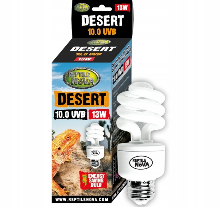 REPTILE NOVA Żarówka 13W UVB 10.0 DESERT terrarium półpustynnego pustynnego