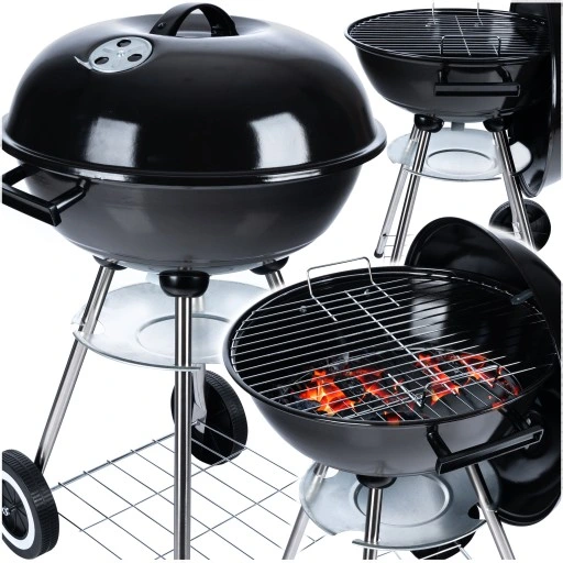 Grill Ogrodowy węglowy na brykiet Zamykany POKRYWA BBQ KETTLE półka