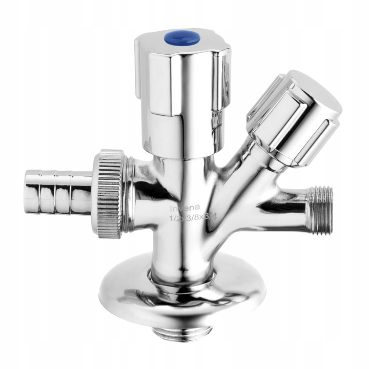 ZAWÓR KUREK KOMBI KOMBINOWANY DO BATERII PRALKI ZMYWARKI KĄTOWY 1/2x3/8x3/4