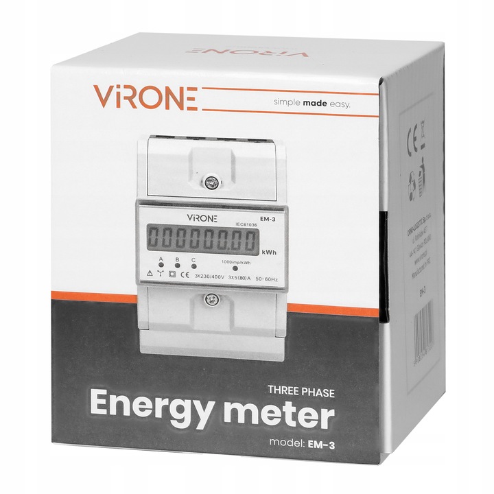 Licznik Energii 3 Fazowy Podlicznik Prądu Trójfazowy 80A