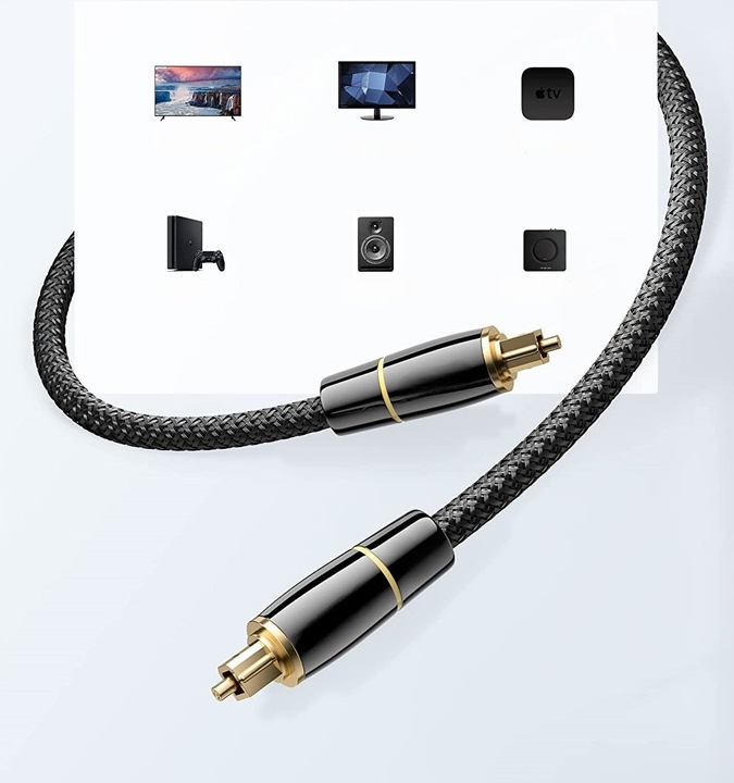 KABEL PRZEWÓD OPTYCZNY TOSLINK T-T SPDIF GOLD