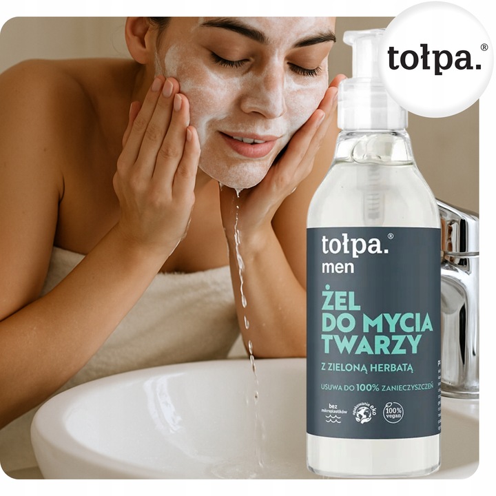 Żel do Mycia Twarzy dla Mężczyzn z Zieloną Herbatą Tołpa Men 195 ml